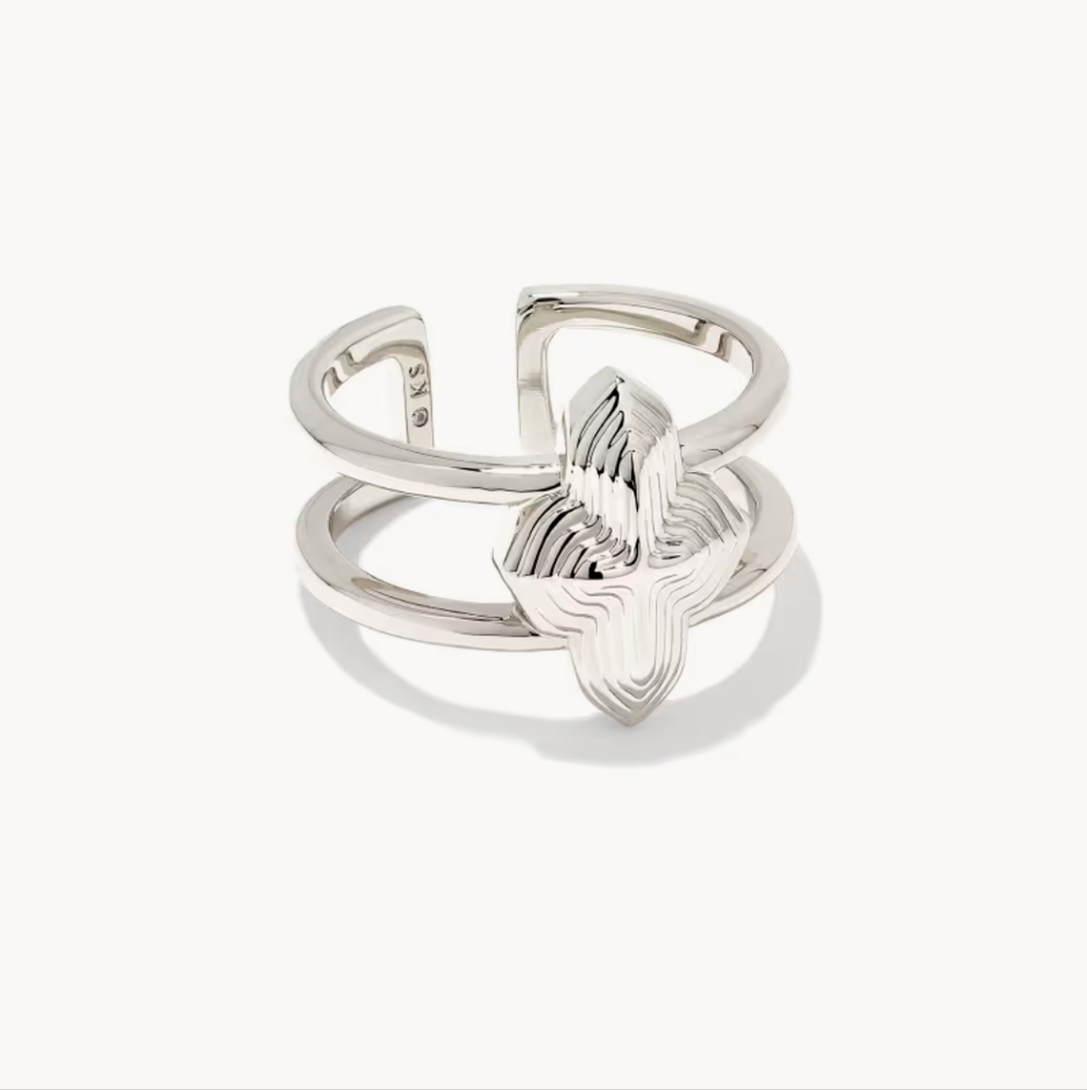 Kendra Scott Abbie Double Band Ring Silver NWT Sz 7